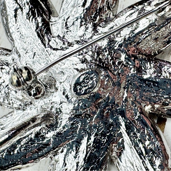 Premier Designs Flower Rhinestone Faux Pearl Silver Pendant Brooch Transformer - Picture 5 of 12